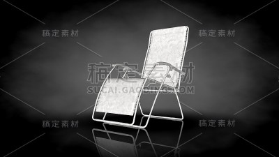 黑色背景上的白色椅子的3d渲染