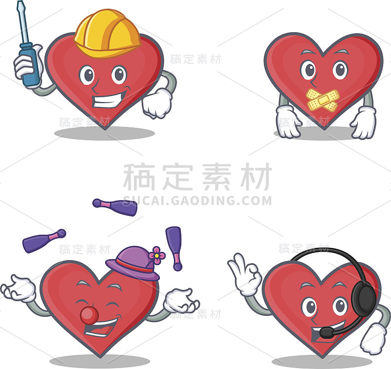 Set of heart character with automotive silent杂耍耳机矢