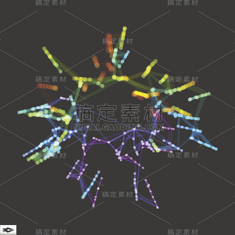 3 d连接结构。未来的技术风格。带有运动效果的合成。散景效果。