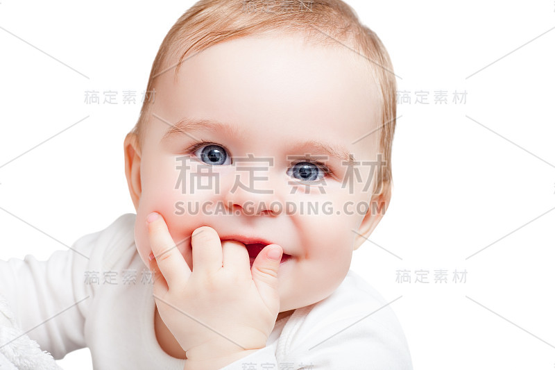 蓝眼睛婴儿的肖像