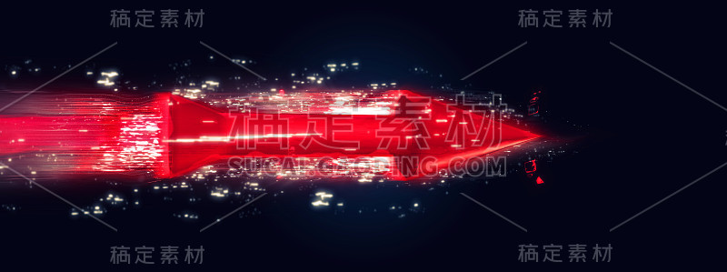 3D渲染红箭在黑暗中飞行