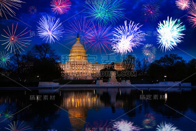 美国首都华盛顿，美国庆祝烟花