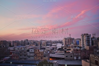 城市的日落