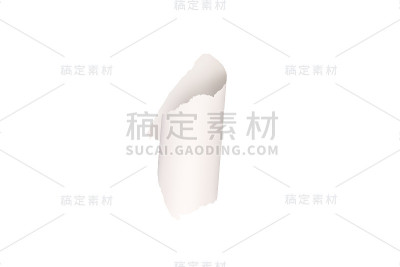 小撕纸在白色上的3D渲染