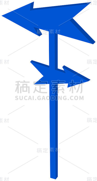 带蓝色箭头的路标- 3D插图