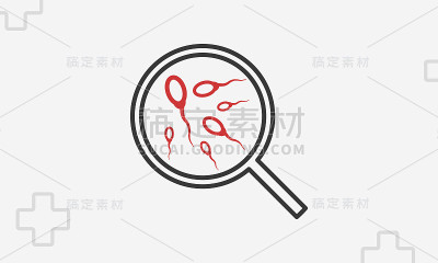 放大镜图标，用精子剪贴画勾勒研究符号