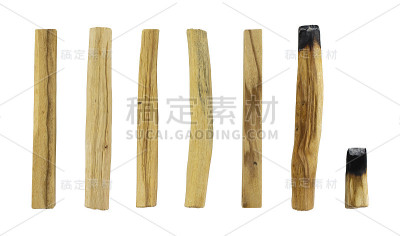 圣木(bursera graveolens - holy wood)棍棒孤立在白色的背景与两个帕罗桑