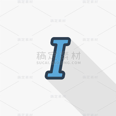 文字编辑，斜体细线平彩色图标。线性向量符号。彩色的长影子设计。