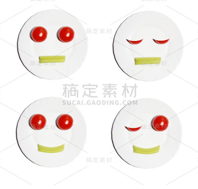 一盘蔬菜上的表情符号