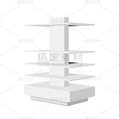 超市硬纸板架。插图孤立在白色背景上