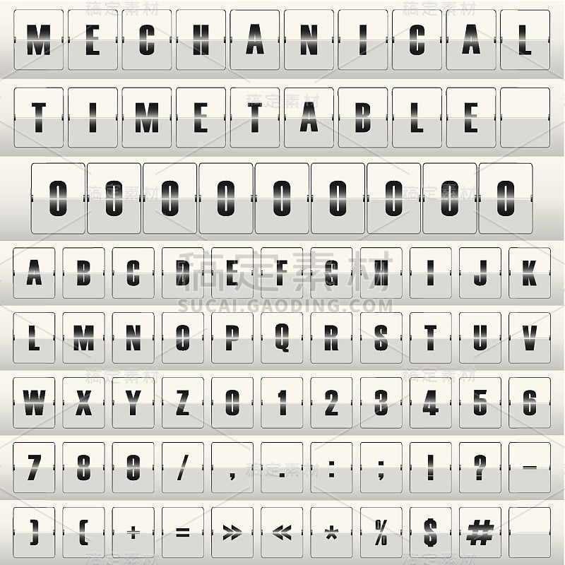 白色机械记分牌与不同的数字向量