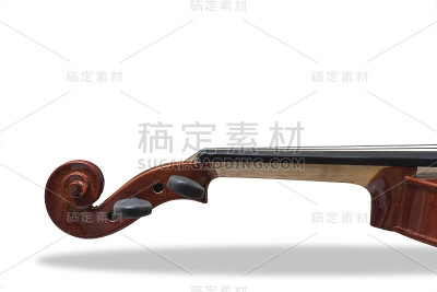 俯视图近距离拍摄的老小提琴在白色的桌子上。平躺形象