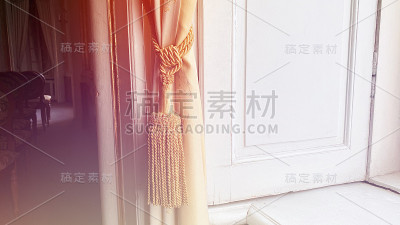 窗帘与温暖的阳光近景装饰元素