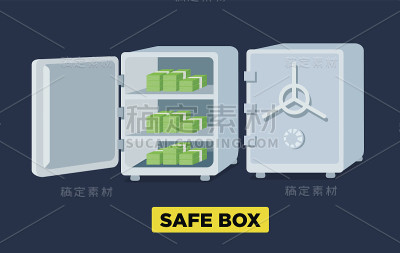 矢量平面保险箱打开和关闭