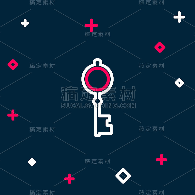 线老键图标隔离在蓝色背景。色彩斑斓的轮廓的概念。向量