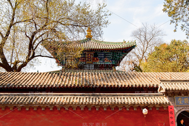 在正宗少林寺(少林寺)的宝塔，一个禅宗佛教寺庙。联合国教科文组织世界遗产