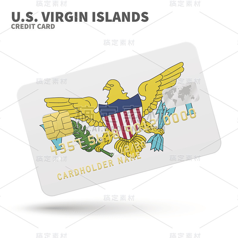 Credit card with U.S. Virgin Islands flag backgrou