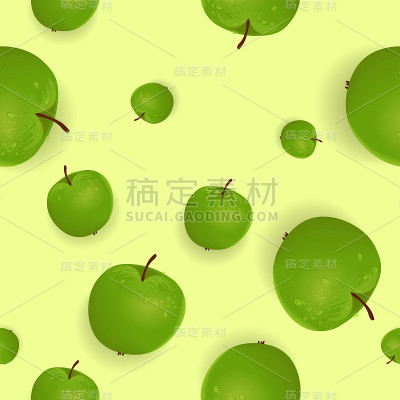 带水滴的绿苹果