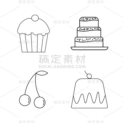 食物和饮料线性图标设置