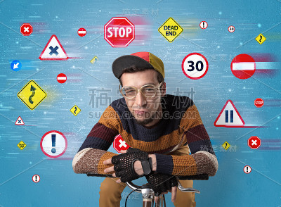 时尚的摩托车与公路法规的概念