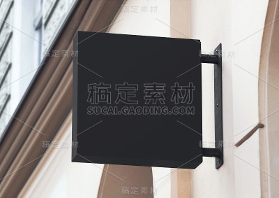 空白商店标识标识设计模型孤立清晰，最小的商店模板，街道悬挂挂壁式招牌，用于标识展示金属咖啡厅餐厅酒吧