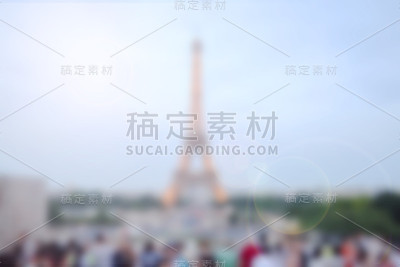 抽象模糊的背景巴黎埃菲尔，法国日落。
