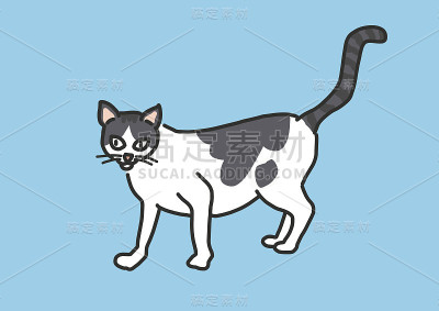 可爱的卡通猫。手绘。画线。矢量插图。