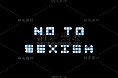 LED灯在黑色记分牌背景上写着“反对性别歧视”