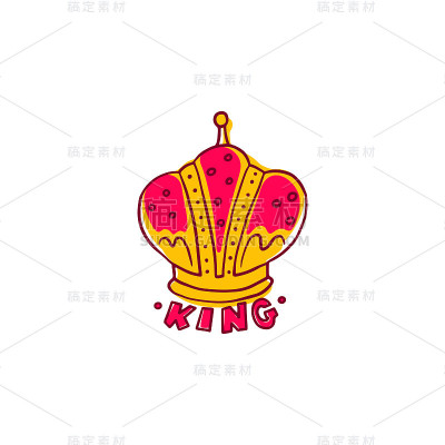 皇家皇冠与国王铭文，矢量插图孤立。