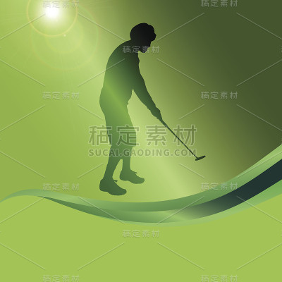 矢量剪影一个人打高尔夫球。