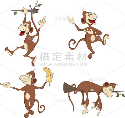 插图设定快乐的猴子卡通