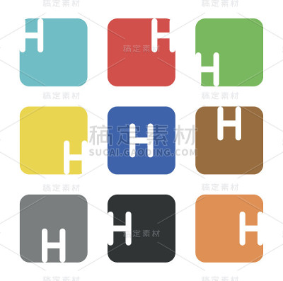 符号元素，字母H的方形