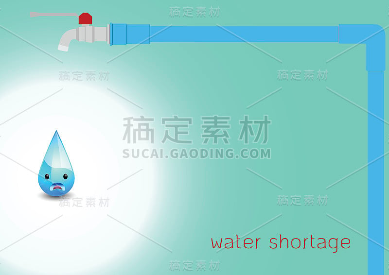 滴水以管为背景，水资源短缺概念