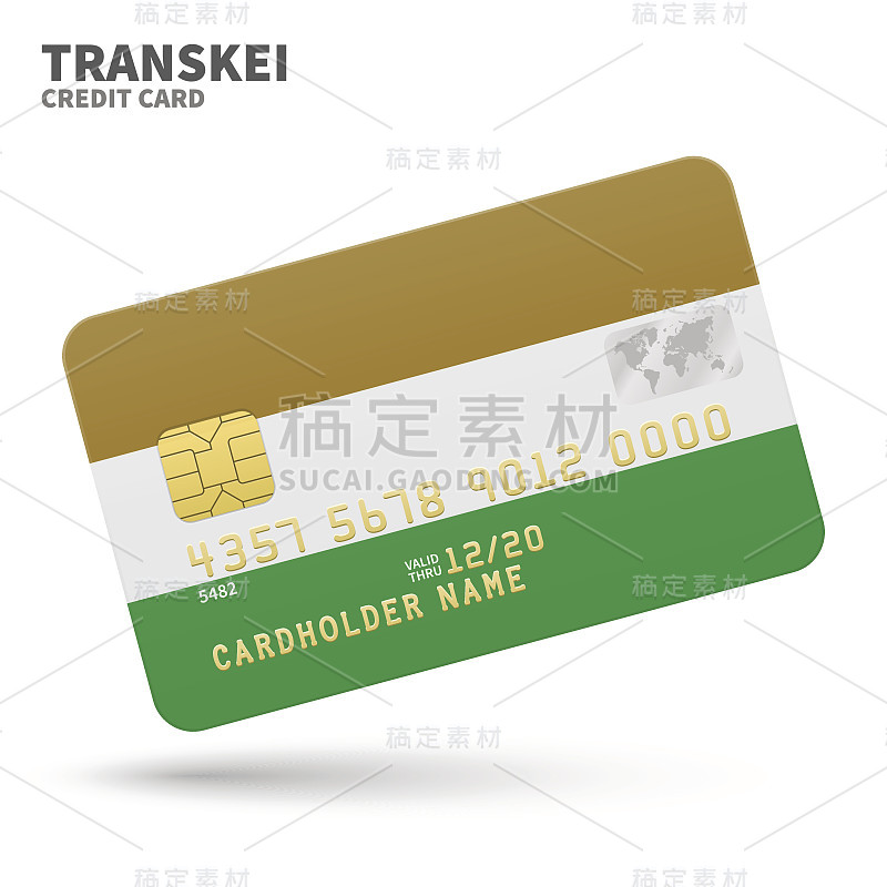 Credit card with Transkei flag background for bank