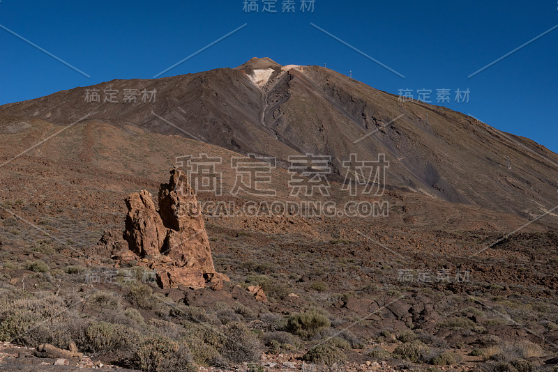 西班牙特内里费岛泰德国家公园，加那利群岛，Pico del Teide山火山山顶Roques de 