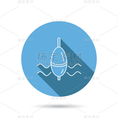 钓鱼浮动图标。波浪符号中的浮子。