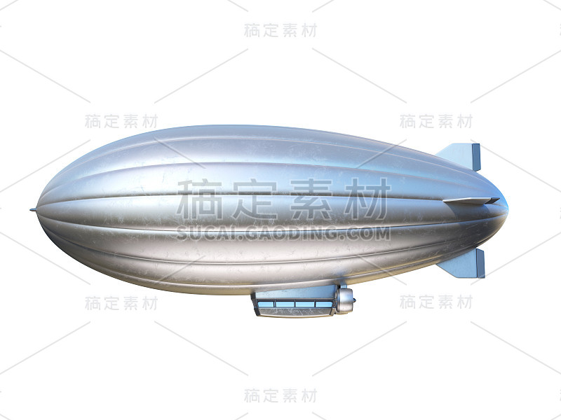 齐柏林飞艇与复制空间，3d渲染