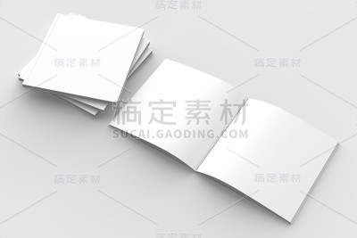 广场小册子，杂志，书或目录模拟孤立的软灰色背景。3 d演示。