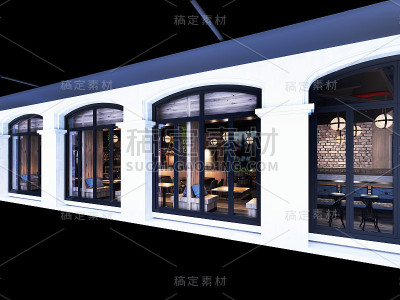 复古餐厅外部的3d渲染