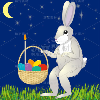 兔子和复活节篮子