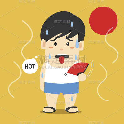 男人在热天拿着扇子，性格。