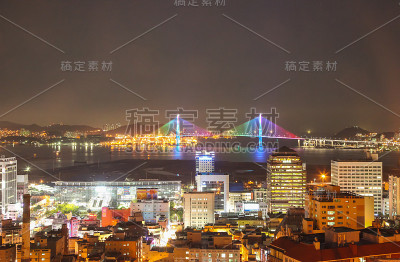 韩国三福路釜山港大桥夜景