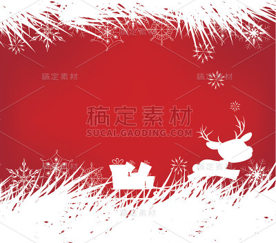 圣诞背景用雪花和鹿点缀