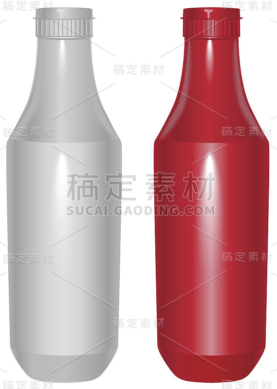 红色和白色塑料模板瓶番茄酱