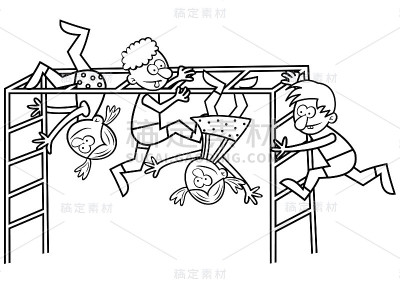 猴子体育馆和孩子们，涂色书