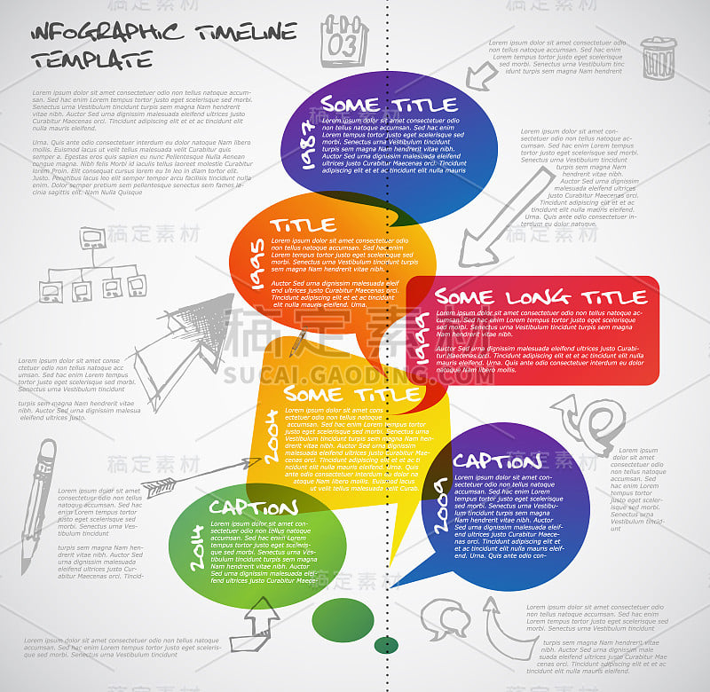 信息图表时间线报告模板从讲话气泡