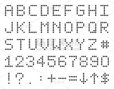 像素或记分牌字母表，数字和符号