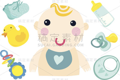 有蓝色东西的小男孩