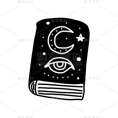 神奇的书。孤立在白色背景，矢量插图。手绘slyle