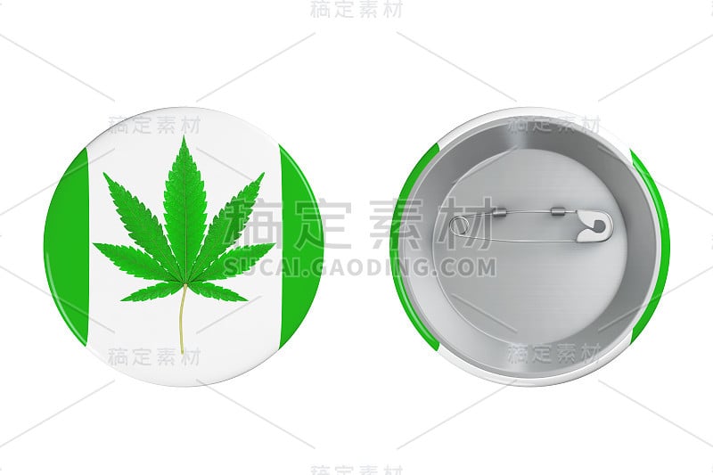 徽章与医疗大麻或大麻大麻大麻叶子标志。3d渲染